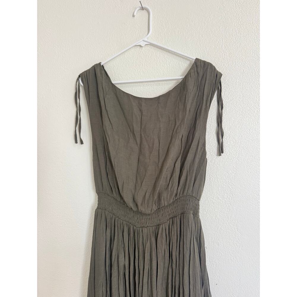 Joyfolie Women's Gia Maxi Dress Olive Green Boho Ruffle Prairie Size Large - Picture 3 of 6